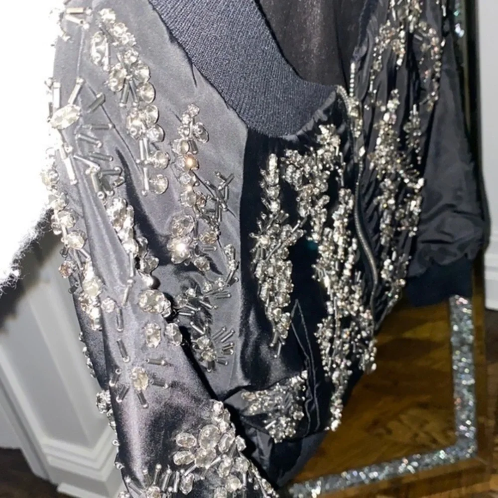 - Stylish trendy jacket covered with stones handmade with crystal size S NWOT